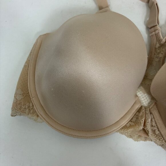 Maidenform One Fab Fit T-Back Underwire Front Close Bra Beige Sz 34DD Coquette - Picture 3 of 6